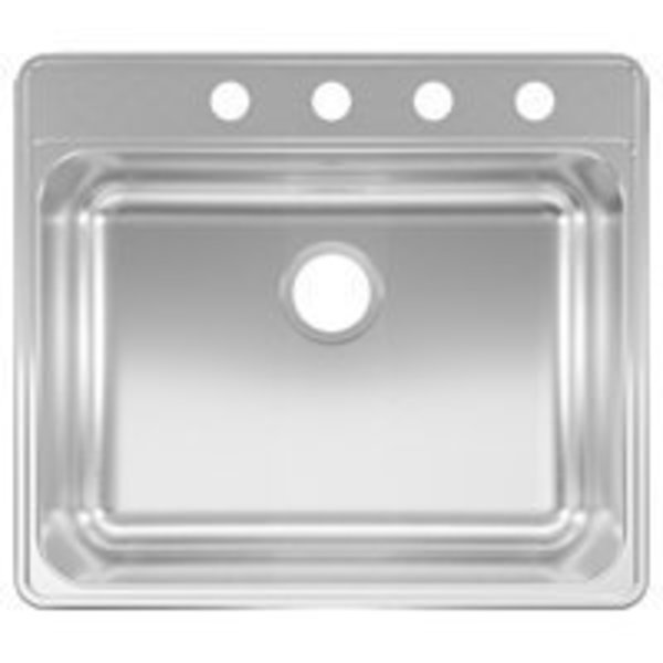 Kindred KINDRED CSLA2522-8-4-CBN Kitchen Sink, 23 in W Bowl, 8 in D Bowl, Stainless Steel CSLA2522-8-4CBN